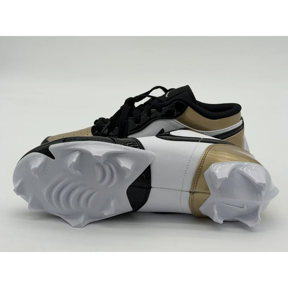 Size 10 - Nike Jordan 1 Low TD Football Cleats Gold Black FJ6245-701 No Box Lid